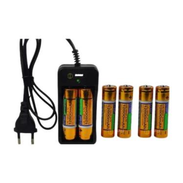 Imagem de Kit 6 Baterias Recarregáveis 18650 3.7v 12800mah + Carregador Turbo Du