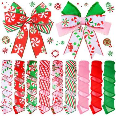 Imagem de Fita de Natal Yuxung - 9 Rolos de 4,5m x 5cm em Serapilheira com Borda