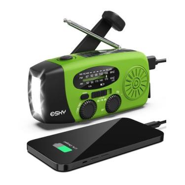 Imagem de Rádio Manivela Emergência Esky - Lanterna 3 LED, AM/FM/NOAA, Power Ban