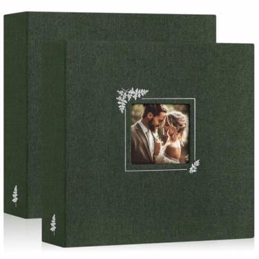Imagem de Lanpn 2 Pacotes De Álbum De Fotos De Scrapbook 12X12, Capa Com Design De Janela De Linho, Pasta De 3 Argolas, Fichário De Fotos, Álbum De Fotos 12 X 12 Polegadas Com 30 Capas De Plástico, 60 Páginas