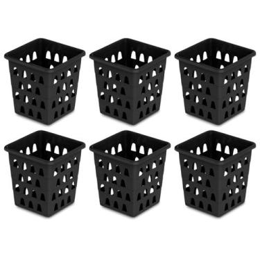 Imagem de Kit 6 Cesto Organizador Quadrado Alto Multiuso 10,5 x 10,5cm Branco Pr