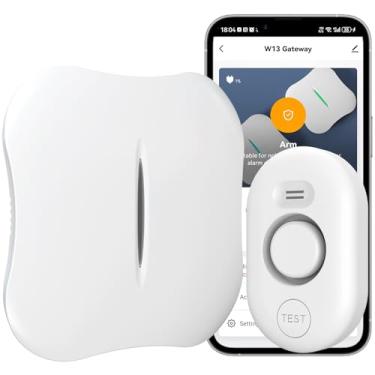 Imagem de METAK Detector De Vazamento De Água Wifi Para Casa Com Notificação De Aplicativo, 1 Gateway + 1 Sensor Wd61, Alarme De Inundação/Gotejamento De Água De 120 Db Para Porão/Cozinha/Banheiro/Vaso Sanitá