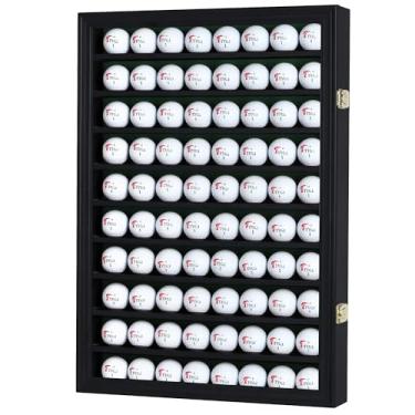 Imagem de 80 Golf Ball Display Case Wall Cabinet, Madeira sólida, GB80-BLA