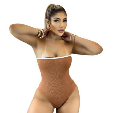 Imagem de Body Feminino Malha Ribana Caramelo sem alça - Fortaleza Jeans, Único,