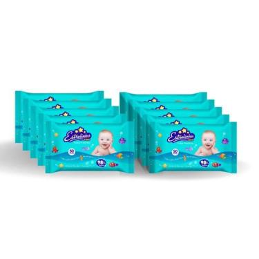 Imagem de KIT Toalha Umedecida Estrelinhas 98% Água 500 Unidades - HYGIELINE