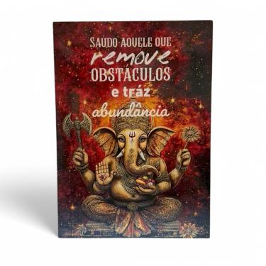 Imagem de Placa Decorativa Ganesha Espiritual Mdf Fita DuplaFace 27 cm
