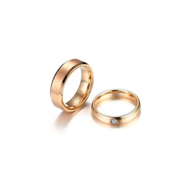 Imagem de Par Alianças Tungstenio 6 Banhos De Ouro Rose Casamento