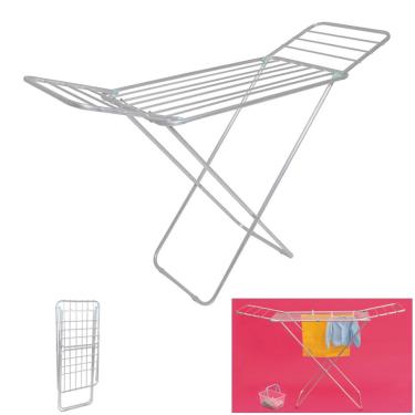 Imagem de Varal De Chão Com Abas 144 x 50cm Alumínio Roupas Dobrável Slim 6046 - Mor