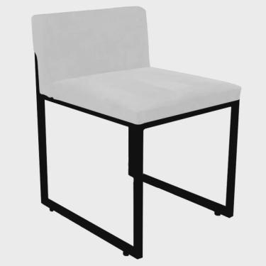 Imagem de Cadeira De Jantar Escritório Recepção Lee Office Industrial Ferro Preto Corino Branco - Ahz Móveis