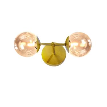 Imagem de Arandela Moderna Jabuticaba Dourada 2 Globos Bola De Vidro T