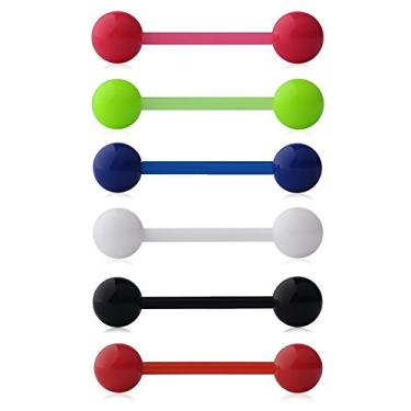 Imagem de Ruifan 14G 16 mm de acrílico língua de mamilo anel de barra piercing corporal joia retentor 2-6 peças