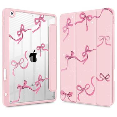 Imagem de May Chen Capa traseira transparente para iPad 9ª geração com suporte para lápis, iPad 8ª/7ª geração de 10,2 polegadas, [suporte de caneta] Suporte com três dobras para despertar/hibernar, capa