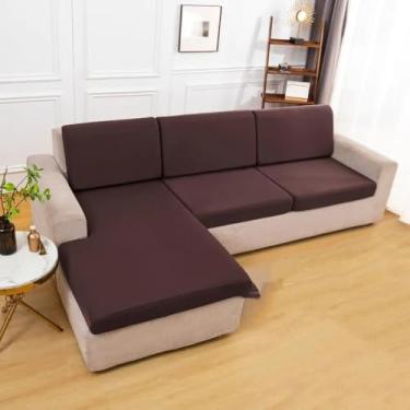 Imagem de Capa de almofada de sofá impermeável, protetor elástico, capa de sofá para animais de estimação, crianças, sala de estar, sofás, capa protetora, café, 1 fronha 45x45 cm