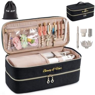 Imagem de ELCUPA Estojo de Viagem para Ferramentas de Cabelo com Bolsa Preta para Secador de Cabelo, Estojo de Transporte de Viagem para Ferramentas de Cabelo de Camada Dupla para Shark Flexstyle/Smoothstyle-Es