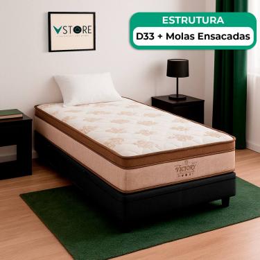 Imagem de Cama Box Baú Solteirão e Colchão Four Season Molas V-Store