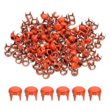 Imagem de PATIKIL Pregos de metal de 5 mm, 200 peças de contas redondas de garras, rebites de cabeça de prego, tachas para artesanato de couro, bolsa de cinto, sapatos, laranja