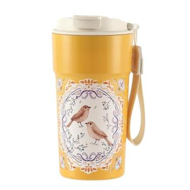 Imagem de Xícara de café de aço inoxidável 304 de 500 ml, 304ss, caneca de café Tritan, copo de café de aço inoxidável isolado, copo de café gelado reutilizável, caneca de viagem de café quente com canudo