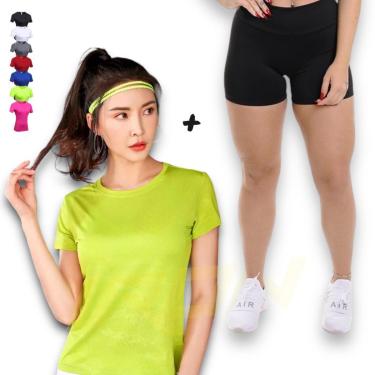 Imagem de Kit SHORT LEG Legging BÁSICO Cós Alto + CAMISETA Fitness Academia Corrida DRY PLT 381-Feminino