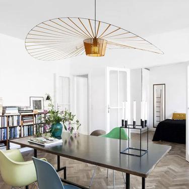 Imagem de Suspensões Vertigem Suspensa Moderna Led Led Vintage Lâmpada De Suspensão Fibra De Vidro/poliuretano Chapéu Lâmpadas (altura Da Luz Ajustável) E27 Lâmpada Luminária Sala, Black, 140CM