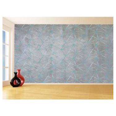 Imagem de Papel De Parede Concreto Linhas Azul Turquesa 3,5M Kkt302 - Você Decor