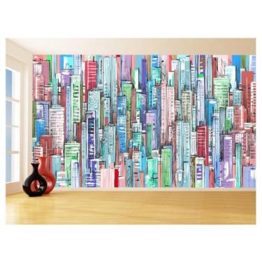 Imagem de Papel De Parede 3D Arte Graffiti Cidade Prédios 3,5M Tra89 - Você Deco