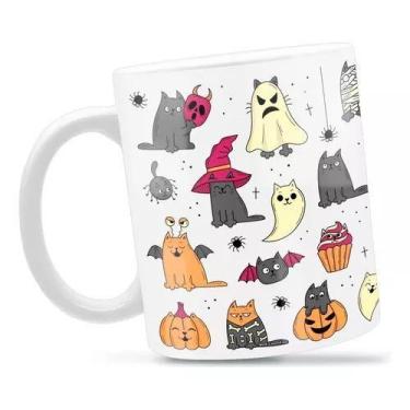 Imagem de Caneca Personalizada Porcelana Halloween Gatos Presente Personalize co