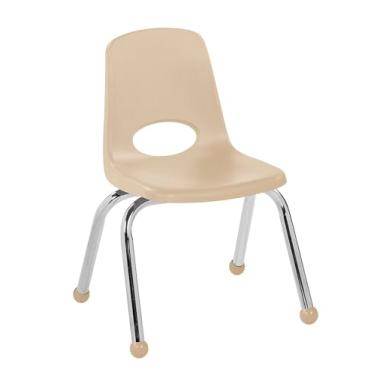 Imagem de Cadeira escolar empilhável de 30,5 cm, assento de estudante empilhável com pernas de aço cromado e deslizadores esféricos; para sala de aula, escola em casa ou espaço de aprendizagem - areia