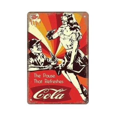 Imagem de Placa De Parede De Lata De Metal Para Refrigerantes Vintage Cola Para 