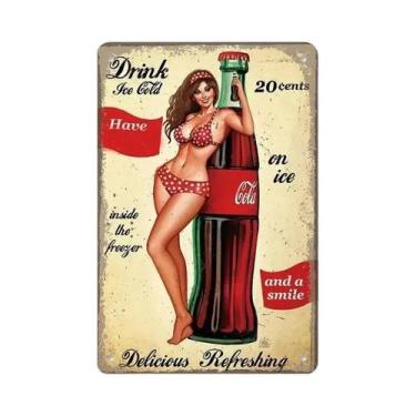 Imagem de Placa De Parede De Lata De Metal Para Refrigerantes Vintage Cola Para 