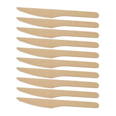 Imagem de Faca De Madeira Biodegradável Para Refeição 16Cm 50U Kit 10