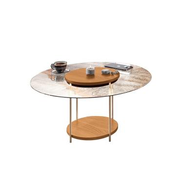 Imagem de Mesa de Centro Redonda com Vidro Centrale Pes em Aço Cinamomo EdeCasaMoveis