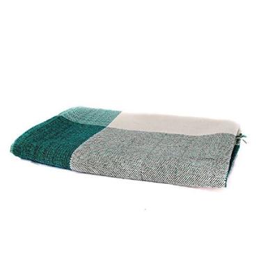 Imagem de Manta Xadrez Casal Multiuso 100% Algodão p/Cama, Sofá - Verde com Bege