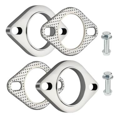 Imagem de EVIL ENERGY Kit de conexão de flange de escape de 2 parafusos, flange de escape de aço inoxidável e kit de junta de escape com parafusos e porcas, kit de reparo de flange dividido (5,7 cm)