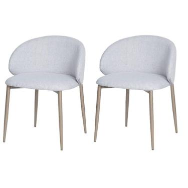 Imagem de Kit 2 Cadeiras com Braço Firenze Fratini Revestida Tecido Cinza Estrutura em Aço Carbono Champagne