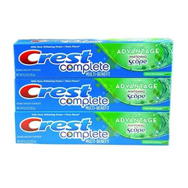 Imagem de Crest Pasta de dente multiuso completa com extra Advantage Whitening Plus Scope - Fresh Mint Striped 232 g (pacote com 3)