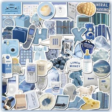 Imagem de Adesivos Vintage Azuis 60 Peças Para Crianças, Notebook Diy, Bagagem, 