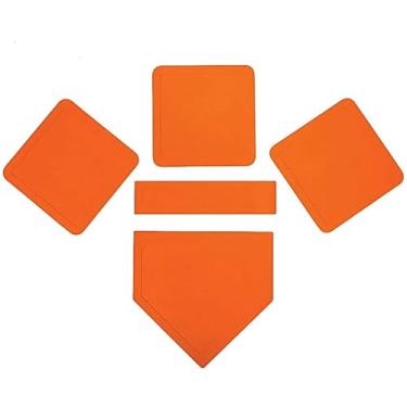 Imagem de GKK Conjunto de base de beisebol e softball, 5 peças, bases de campo de borracha para crianças e adultos para crianças e adultos, Teeball, Kickball, quintal, treino (5 peças - laranja)