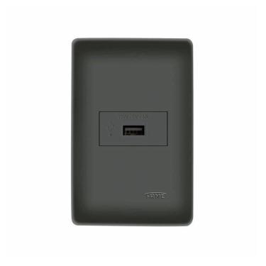 Imagem de Tomada Usb Fame Habitat Black 15W Com Placa 4X2 Preta