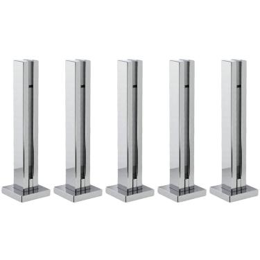 Imagem de Kit 5 Torre Guarda Corpo Pinça Para Vidro 30cm Inox FS