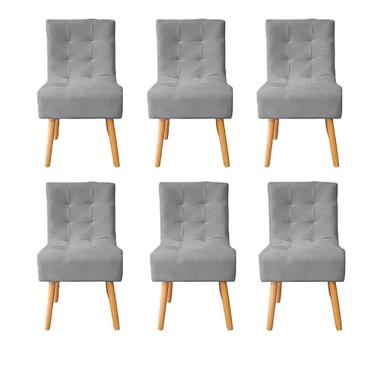 Imagem de Kit 6 Cadeiras Poltrona Sala de Jantar Penteadeira Reforçada Decorativa Liz Suede