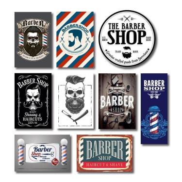 Imagem de Kit Placas Decorativas Barbearia Barber Shop Vintage Mdf - 9 Placas