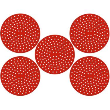 Imagem de Kit 5 Peças Tapete Silicone Para Fogão de Indução Almofada Silicone Protetora Lá Si Linha Premium M5 Armarinhos (Kit: 5 Vermelhos)