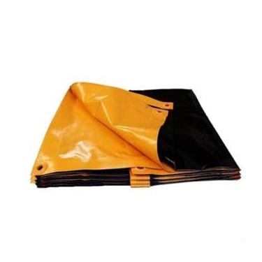 Imagem de Lona Pvc Emborrachada Impermeavel Antichamas 6x8 Laranja preta Caminhão 500 Micras