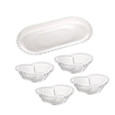 Imagem de Travessa Oval de Cristal Pearl de 30cm + Conjunto de Bowls Coração Pearl