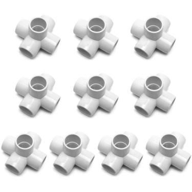 Imagem de Conector de encaixe de PVC de 1/2 polegada e 5 vias Tee QWORK, pacote 