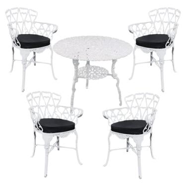 Imagem de Conjunto de Mesa Viena 4 Cadeiras com Almofadas para Jardim Piscina Área Externa