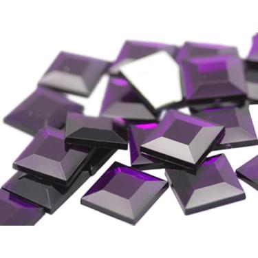 Imagem de Allstarco KraftGenius Strass de acrílico quadrado com costas planas de 12 mm para fabricação de joias e vestuário enfeites de cosplay - 40 peças (ametista roxa .NAT02)