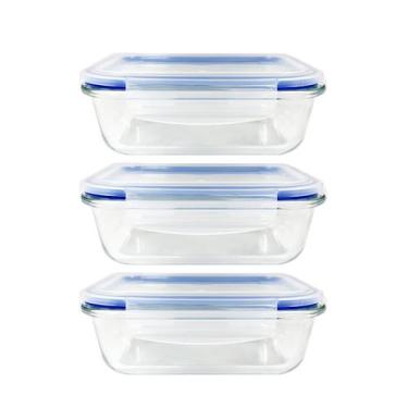 Imagem de Kit 3 Potes Herméticos Marmita de Vidro 640ml - DECORPLACE