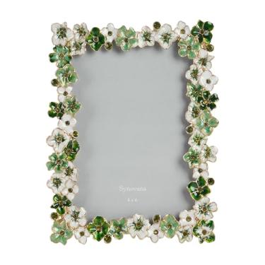 Imagem de Synovana Porta-retrato floral verde 10 x 15 cm para exibição de mesa, design decorativo de flores para decoração de casa