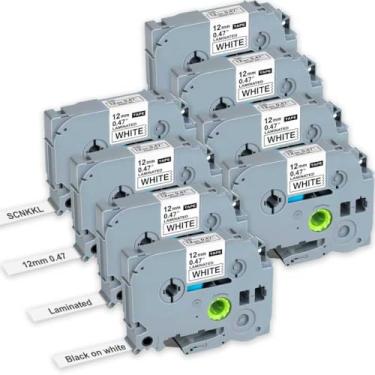 Imagem de Substituição para Brother Label Maker, P-Touch Label Tape, Tz 231 Tape 12 mm 0,47 laminado preto sobre branco, compatível com Brother PT-D210 H110 D220 D400 D410 D600, pacote com 8